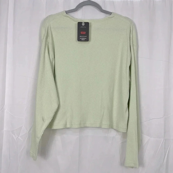 Levi’s The Everyday Henley Long Sleeve Ribbed Cropped Top Size XXL NWT - Picture 2 of 6